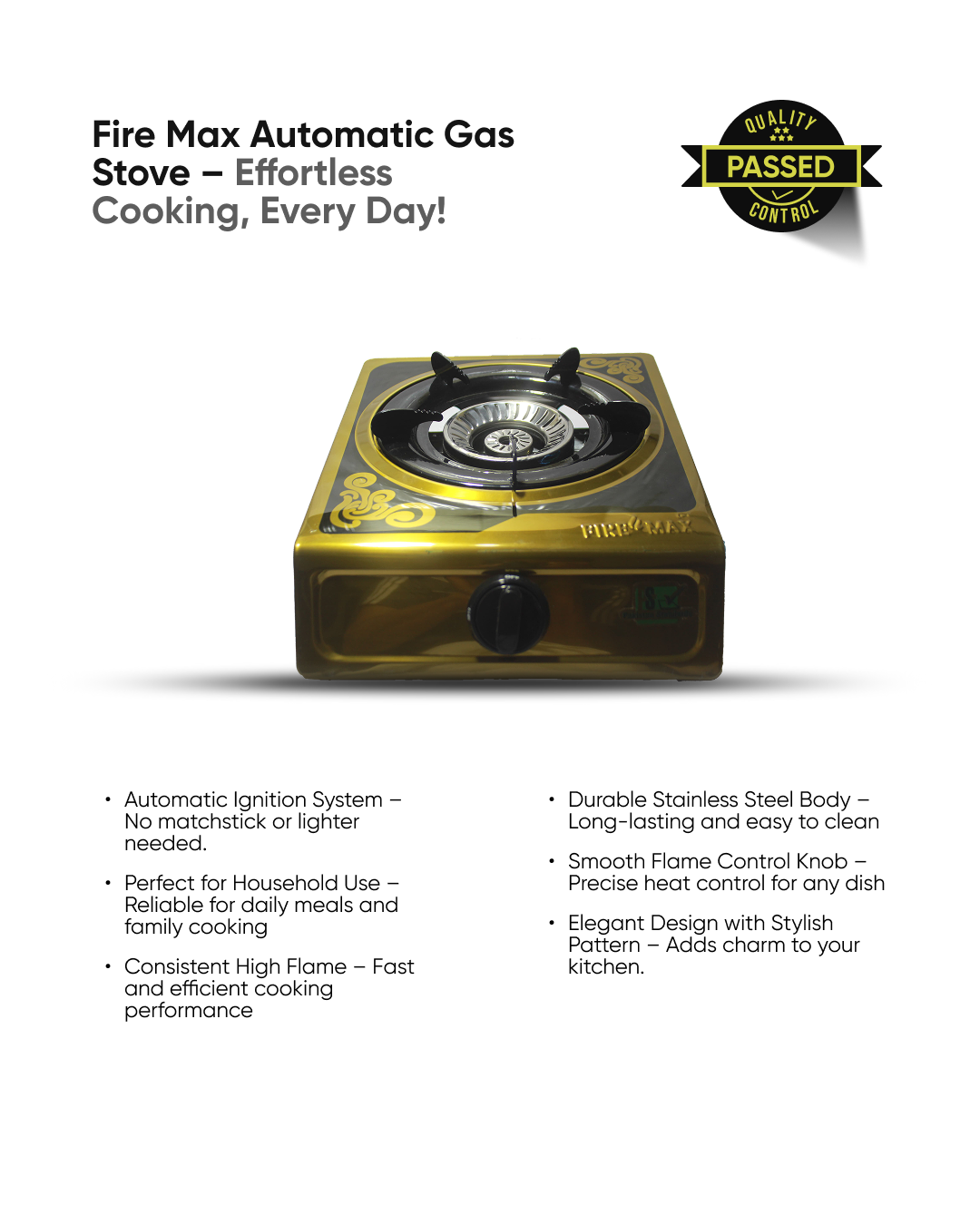 Fire Max Premium ,Gold Automatic Gas Stove