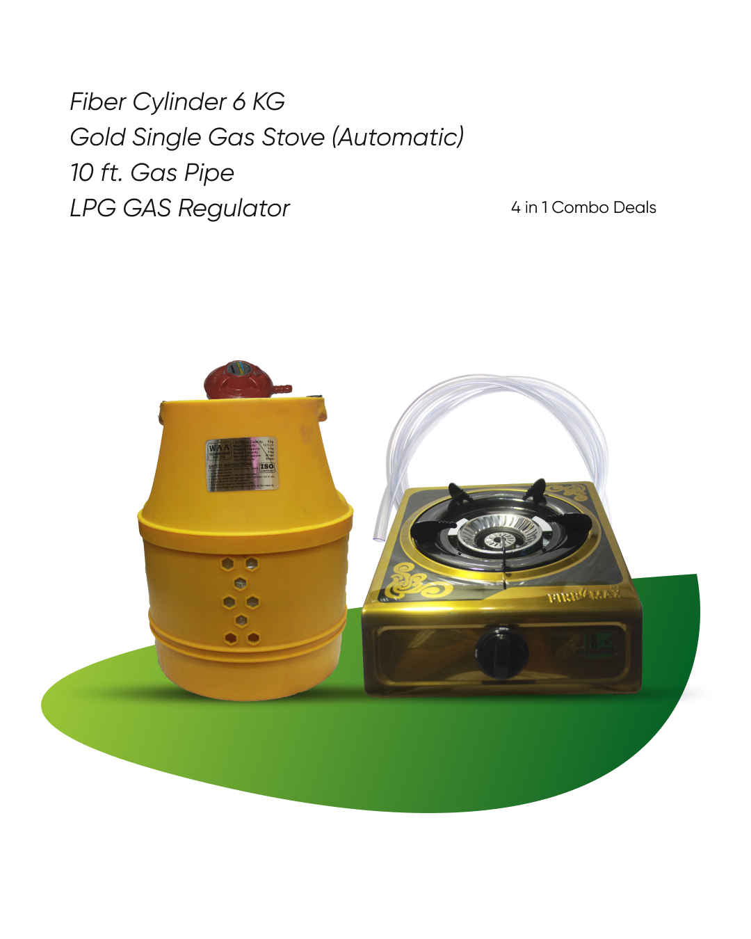Combo Deal 2 | Fiber Cylinder 6 KG & Single Gas Stove