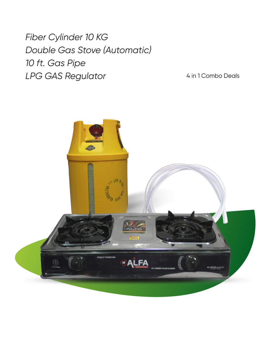 Combo Deal 3 | Fiber Cylinder 10 KG & Double Gas Stove