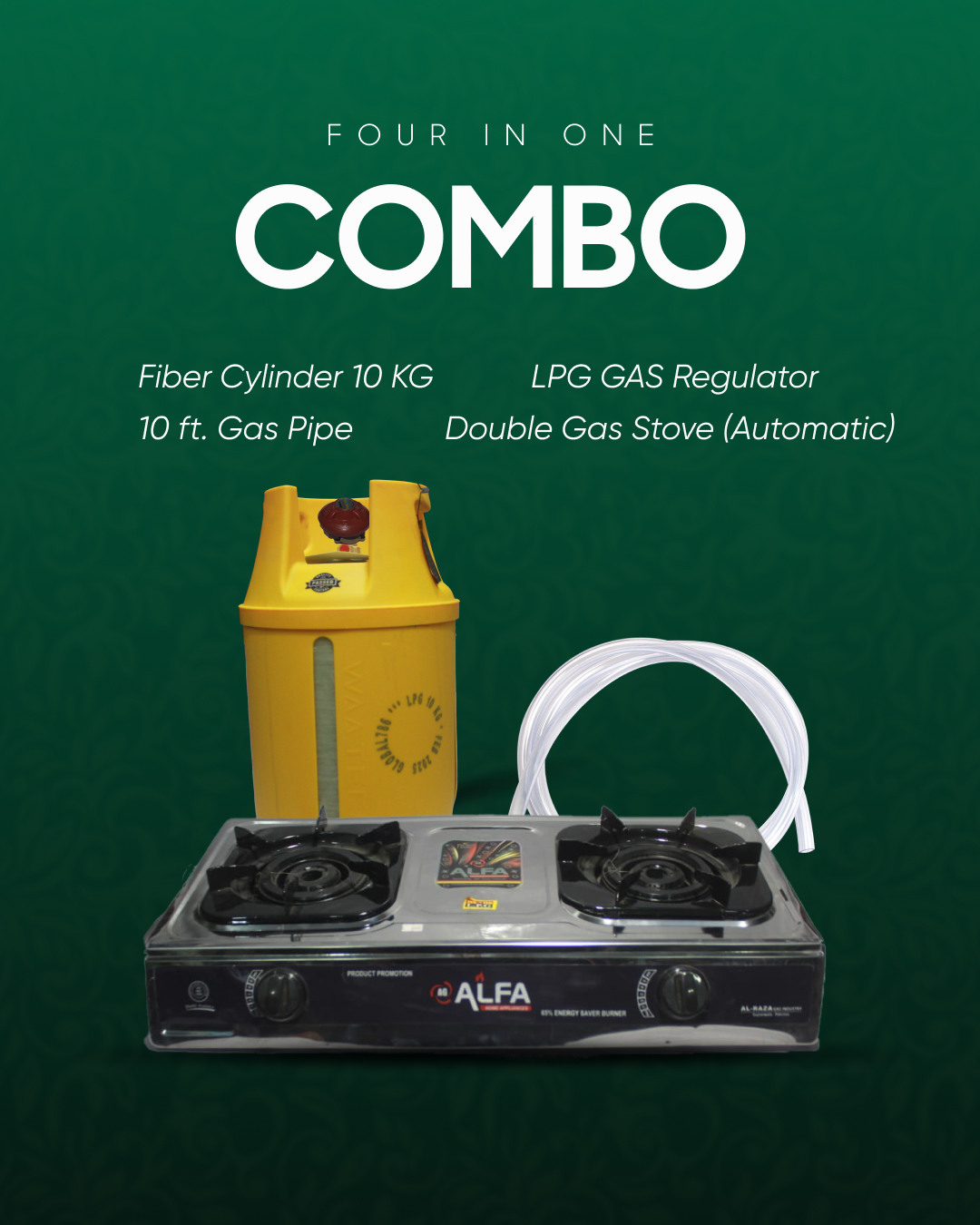 Combo Deal 3 | Fiber Cylinder 10 KG & Double Gas Stove