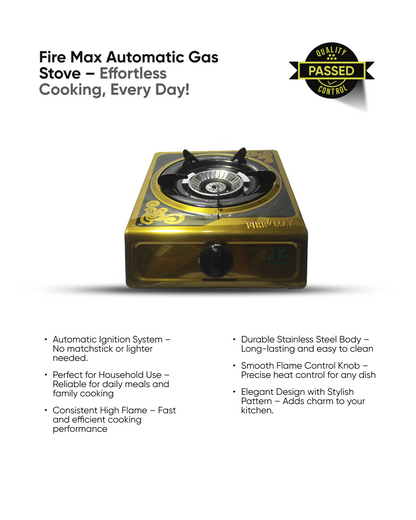 Fire Max Premium ,Gold Automatic Gas Stove