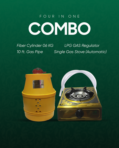 Combo Deal 2 | Fiber Cylinder 6 KG & Single Gas Stove