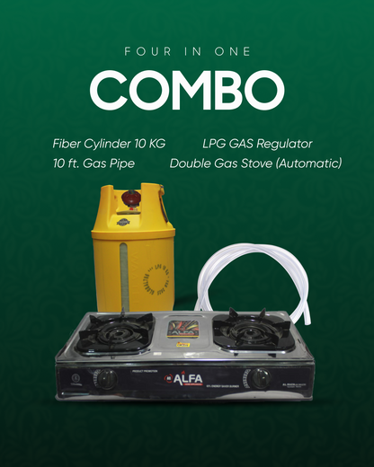 Combo Deal 3 | Fiber Cylinder 10 KG & Double Gas Stove